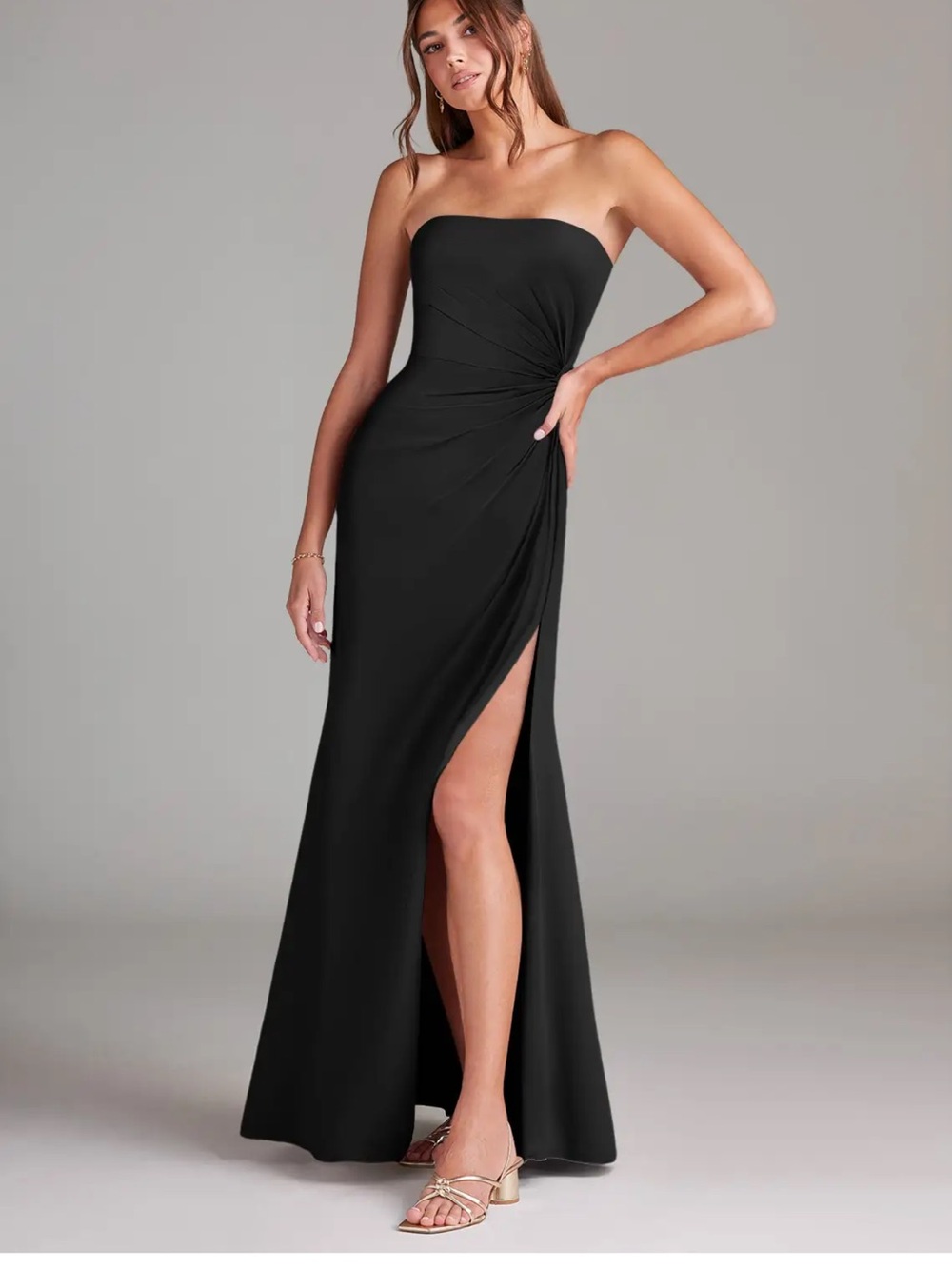 Azazie Aliani black strapless dress